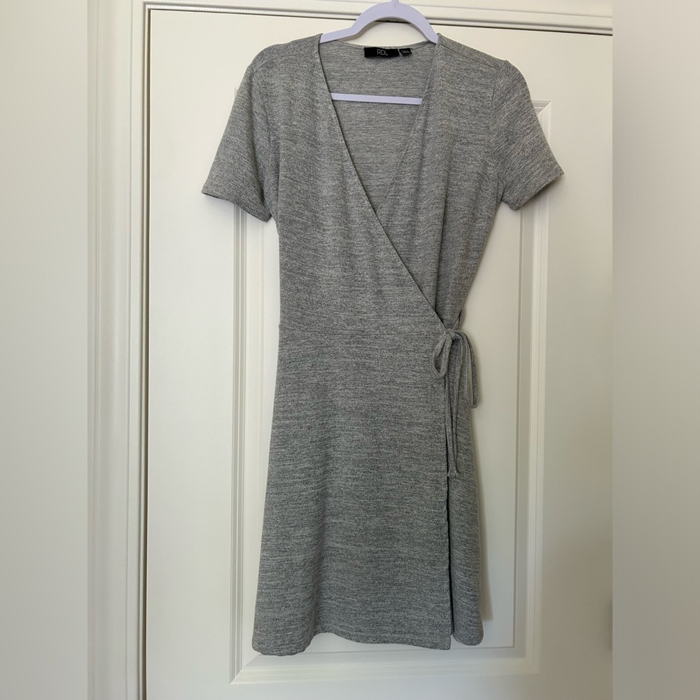 Petite Gray Wrap Dress Size S - Picture 2 of 11